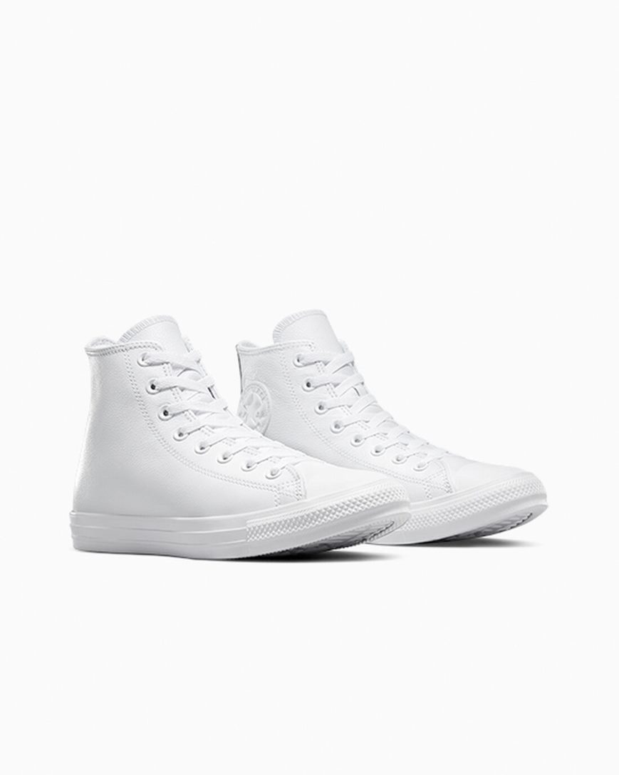 Zapatillas Altas Converse Chuck Taylor All Star Cuero Hombre Blancas | PE P582EL